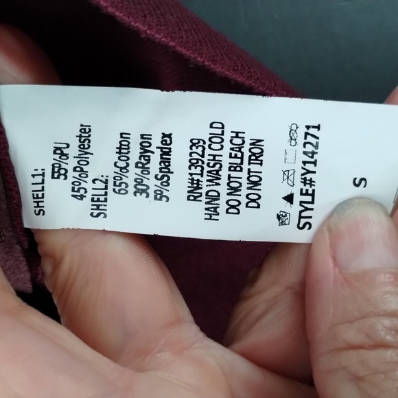 DO + BE deep burgundy faux leather asymmetrical tank stretch back size small - Picture 8 of 8